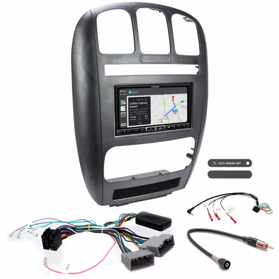 Autoradio tactile Alpine GPS Carplay Chrysler Voyager de 2001 à 2007+ Kit complet