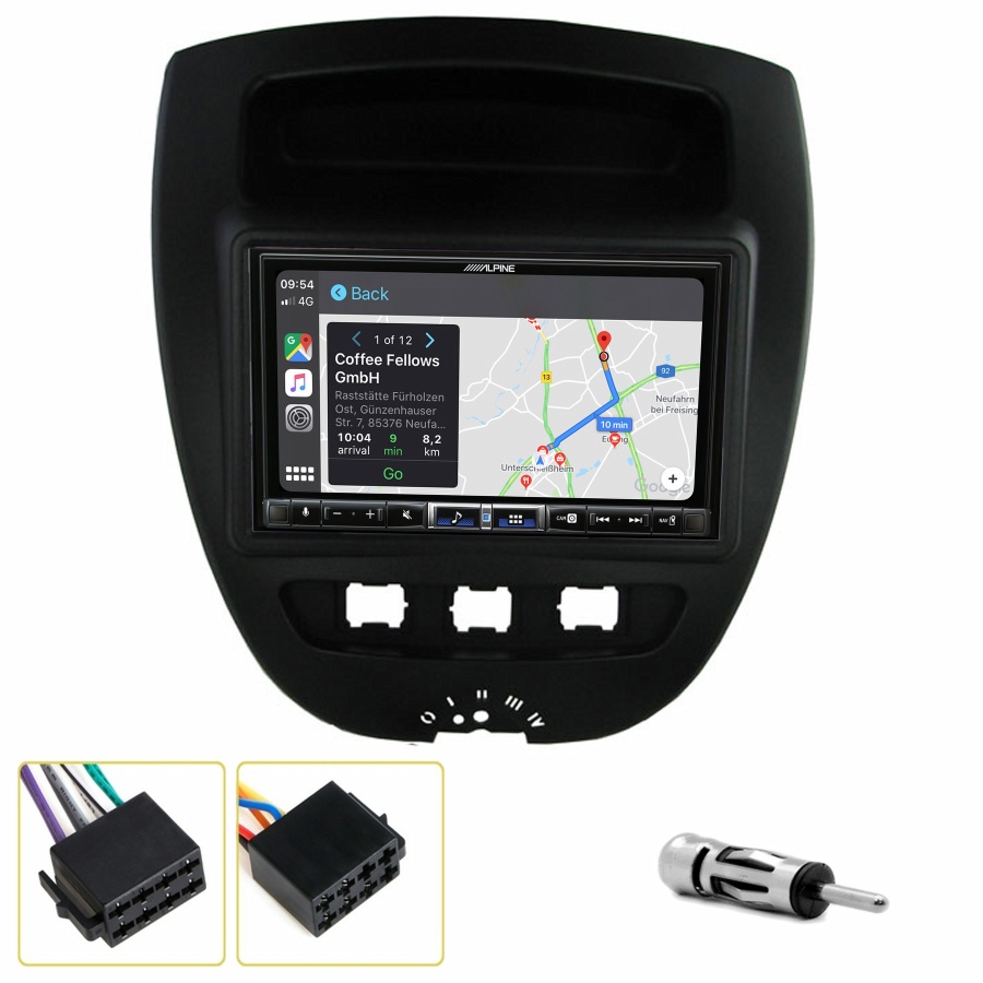 Autoradio tactile Alpine GPS Carplay Citroën C1+ Kit complet
