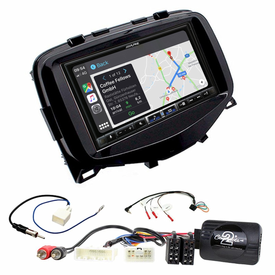 Autoradio tactile Alpine GPS Carplay Citroën C1 de 2014 à 2019+ Kit complet