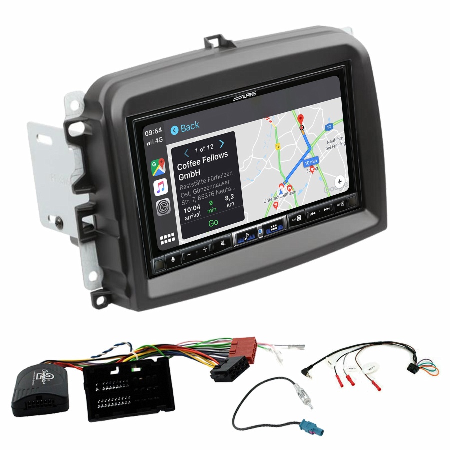 Autoradio tactile Alpine GPS Carplay Fiat 500L+ Kit complet