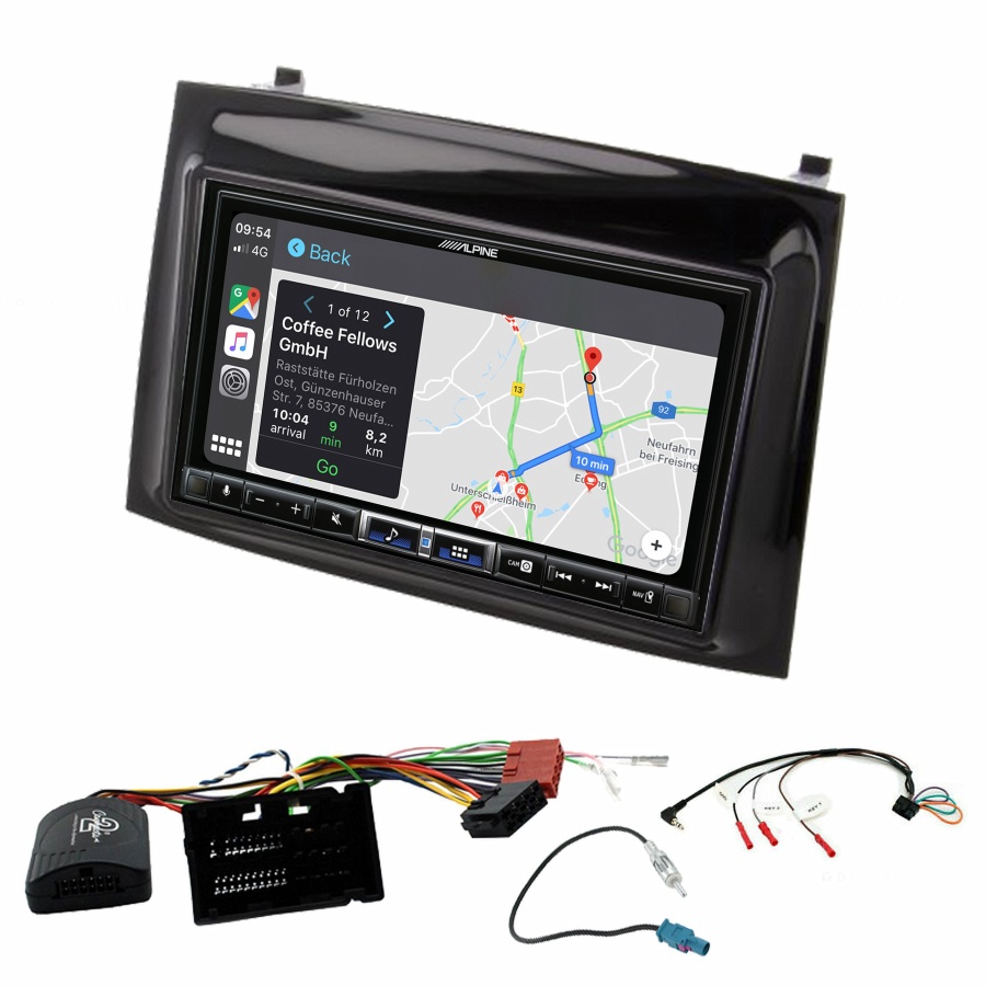 Autoradio tactile Alpine GPS Carplay Fiat Doblo de 2015 à 2021+ Kit complet