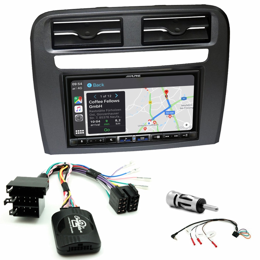 Autoradio tactile Alpine GPS Carplay Fiat Grande Punto+ Kit complet
