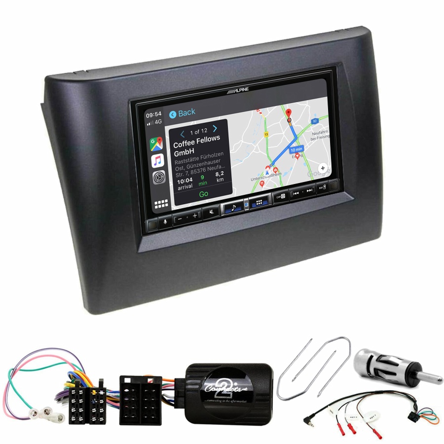 Autoradio tactile Alpine GPS Carplay Fiat Stilo+ Kit complet