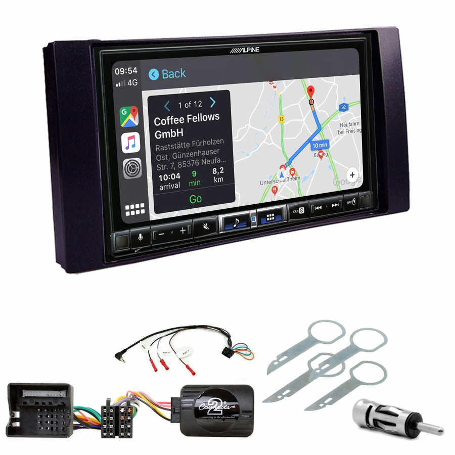 Autoradio tactile Alpine GPS Carplay Ford C-Max, Kuga, Focus, Fiesta, Fusion, Transit, S-Max+ Kit complet