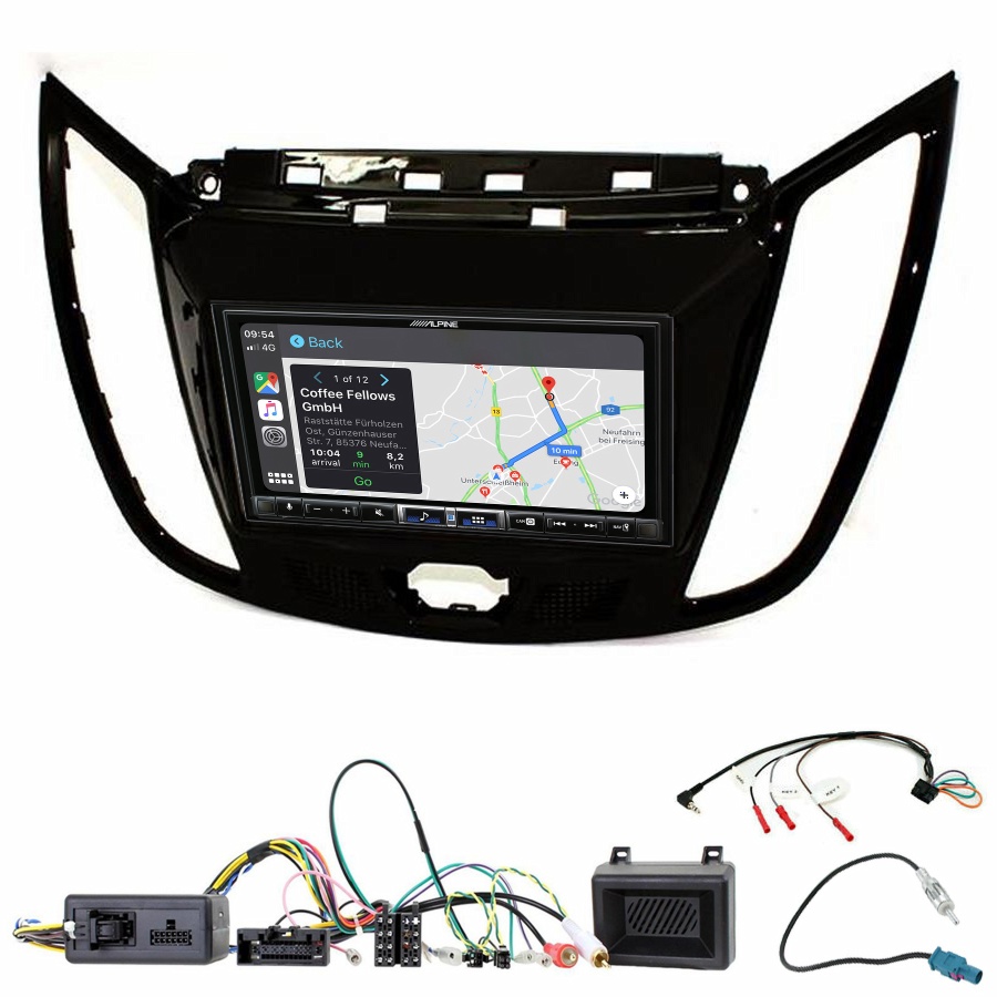 Autoradio tactile Alpine GPS Carplay Ford C-Max et Kuga+ Kit complet