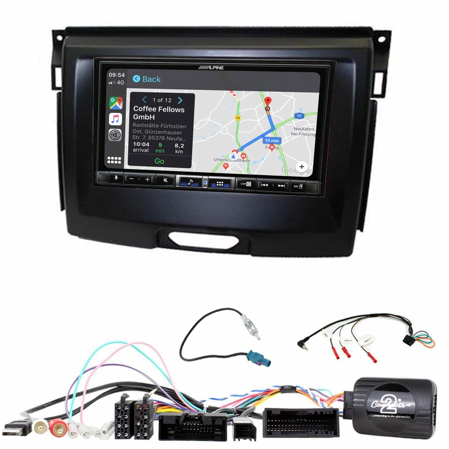 Autoradio tactile Alpine GPS Carplay Ford Everest et Ranger+ Kit complet