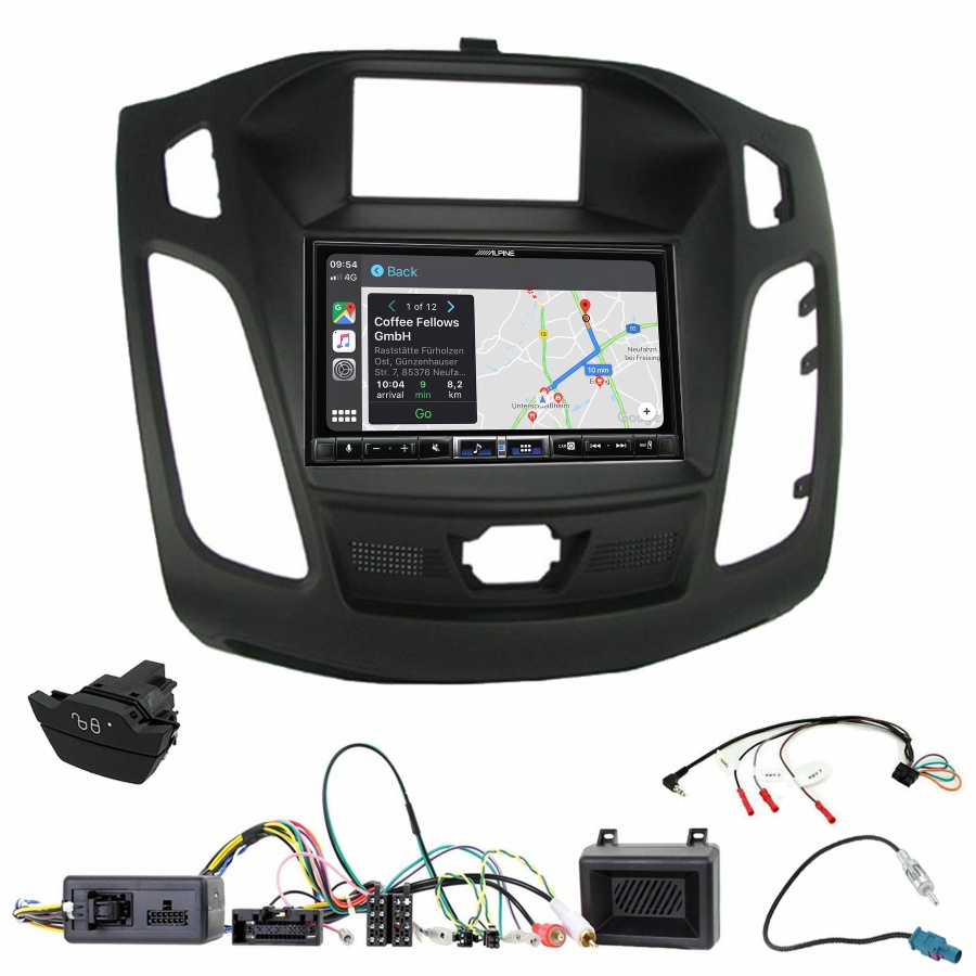 Autoradio tactile Alpine GPS Carplay Ford Focus de 04/2011 à 11/2014+ Kit complet
