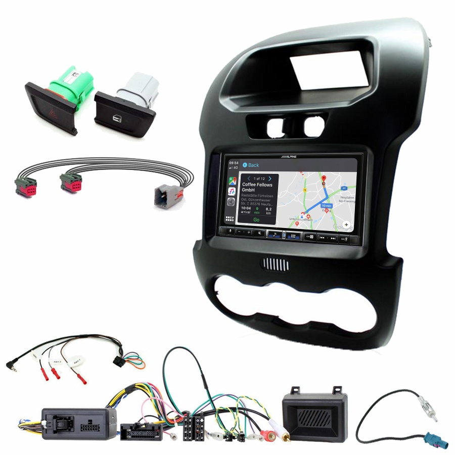 Autoradio tactile Alpine GPS Carplay Ford Ranger de 2012 à 2015+ Kit complet