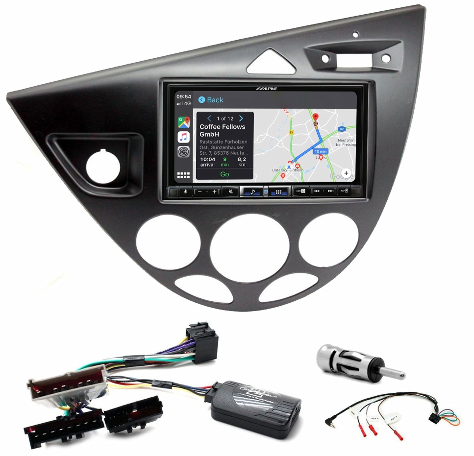 Autoradio tactile Alpine GPS Carplay Ford Focus de 1999 à 2004+ Kit complet