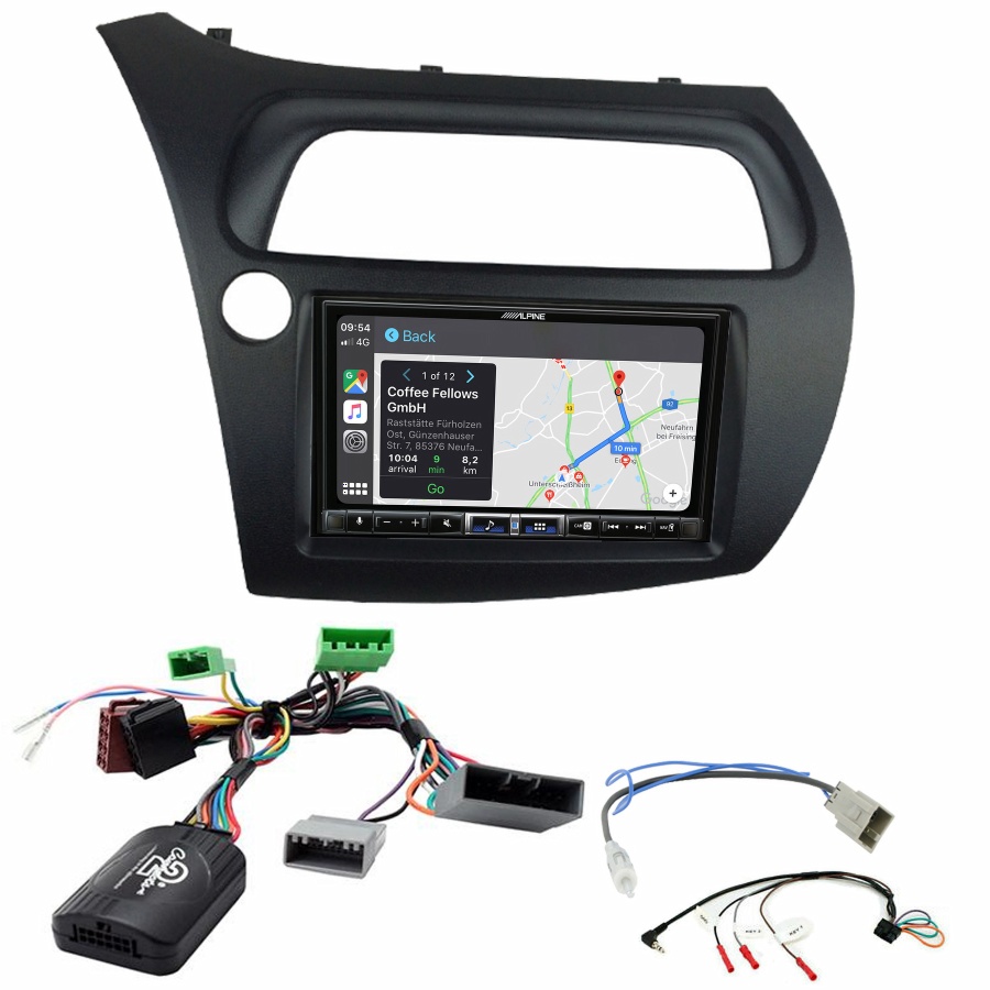 Autoradio tactile Alpine GPS Carplay Honda Civic de 2006 à 2011+ Kit complet