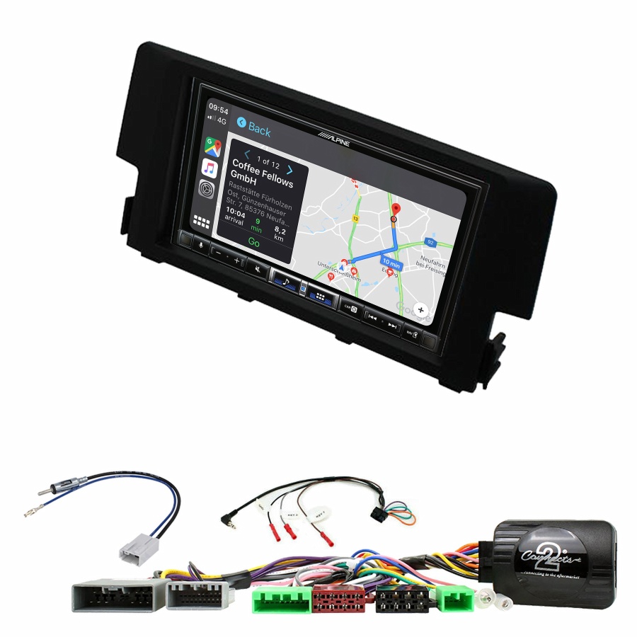 Autoradio tactile Alpine GPS Carplay Honda Civic de 2016 à 2020+ Kit complet