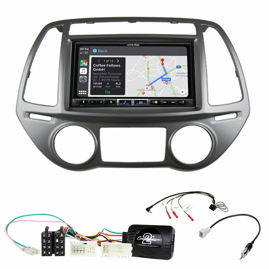 Autoradio tactile Alpine GPS Carplay Hyundai i20 de 2012 à 2015+ Kit complet
