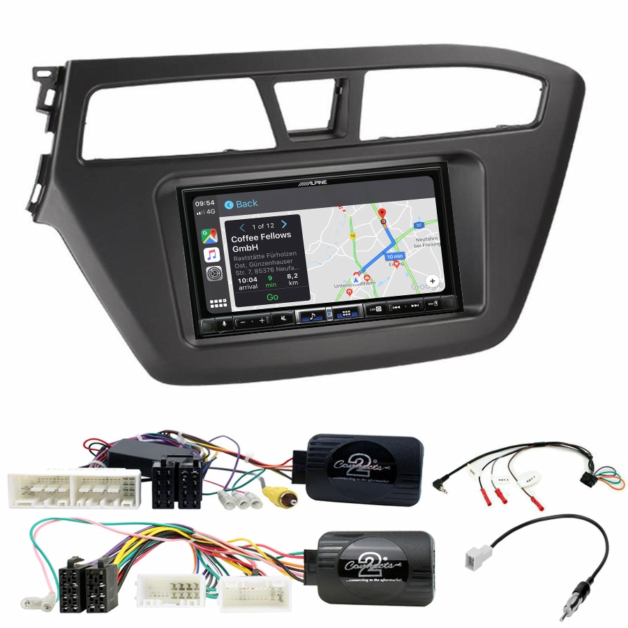 Autoradio tactile Alpine GPS Carplay Hyundai i20 de 2015 à 2020+ Kit complet