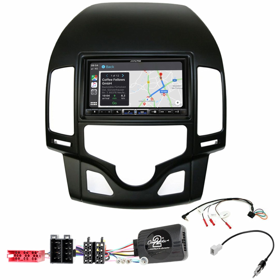 Autoradio tactile Alpine GPS Carplay Hyundai i30 de 07/2007 à 02/2012+ Kit complet