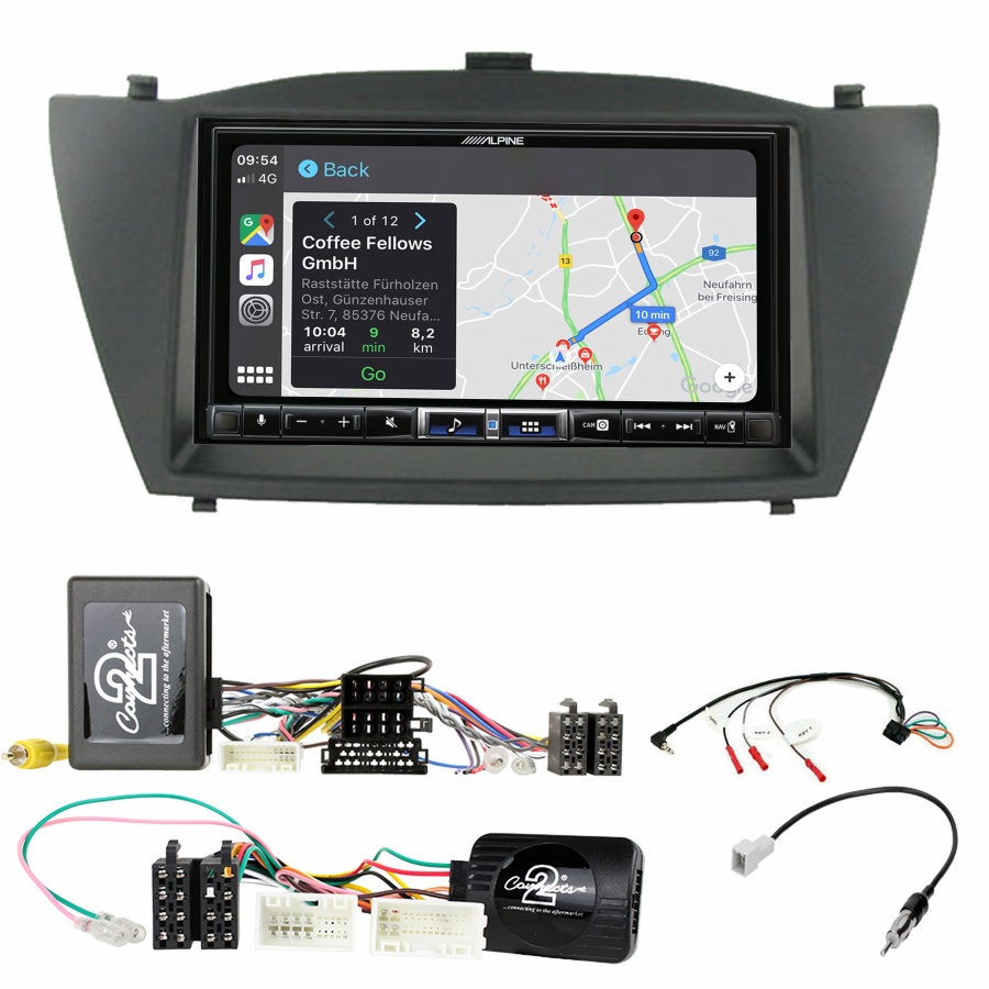 Autoradio tactile Alpine GPS Carplay Hyundai IX35 de 2010 à 2015+ Kit complet