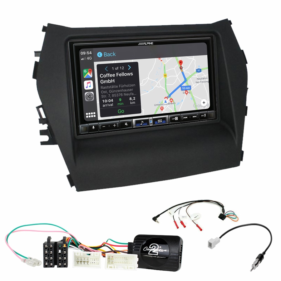 Autoradio tactile Alpine GPS Carplay Hyundai Santa Fe de 2013 à 2018+ Kit complet