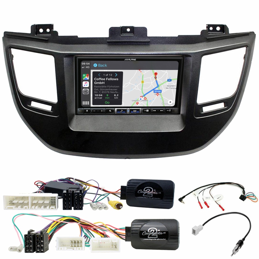Autoradio tactile Alpine GPS Carplay Hyundai Tucson de 2015 à 2018+ Kit complet