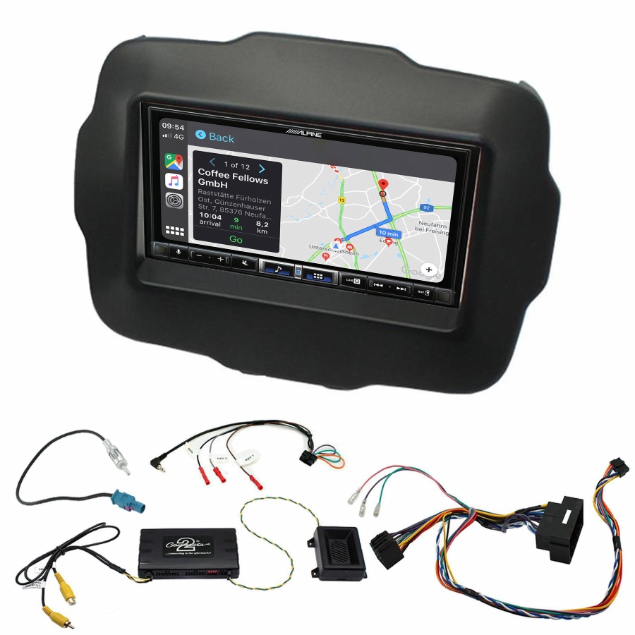 Autoradio tactile Alpine GPS Carplay Jeep Renegade de 2015 à 2019+ Kit complet