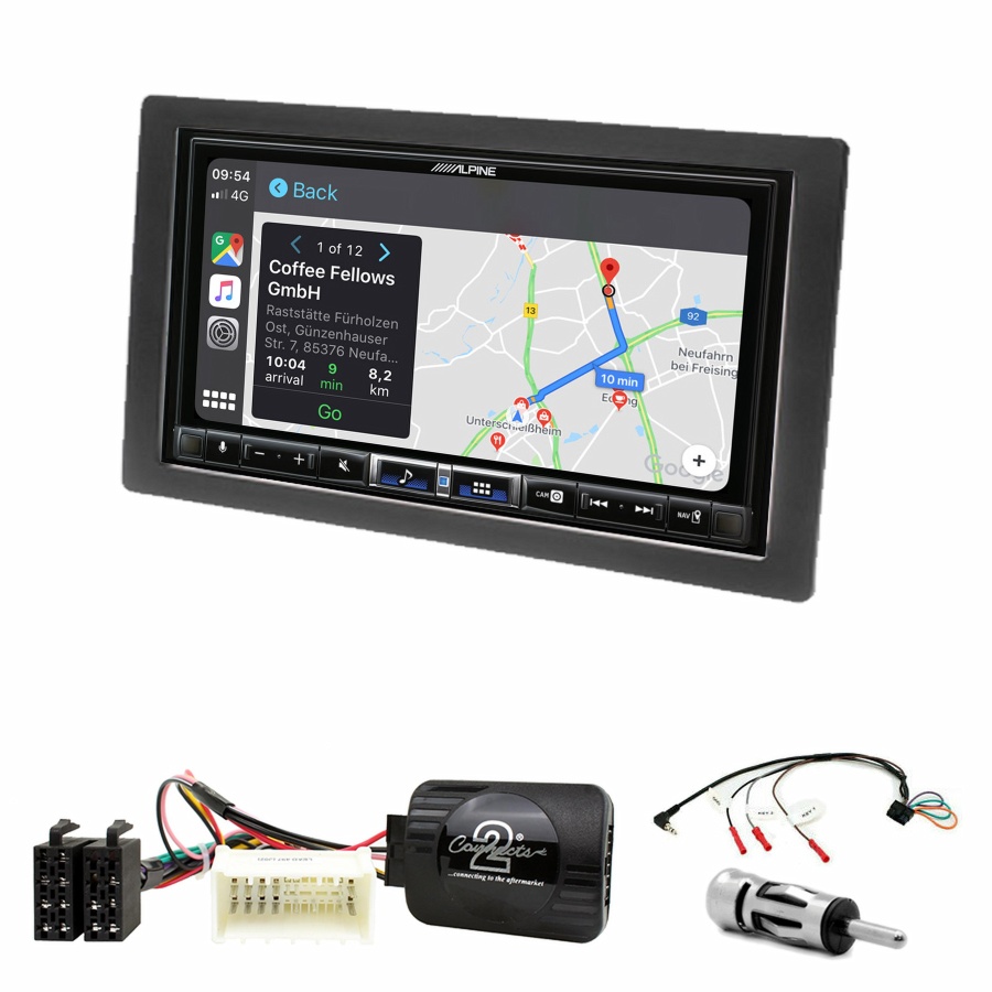 Autoradio tactile Alpine GPS Carplay Kia Carens de 2007 à 2010+ Kit complet