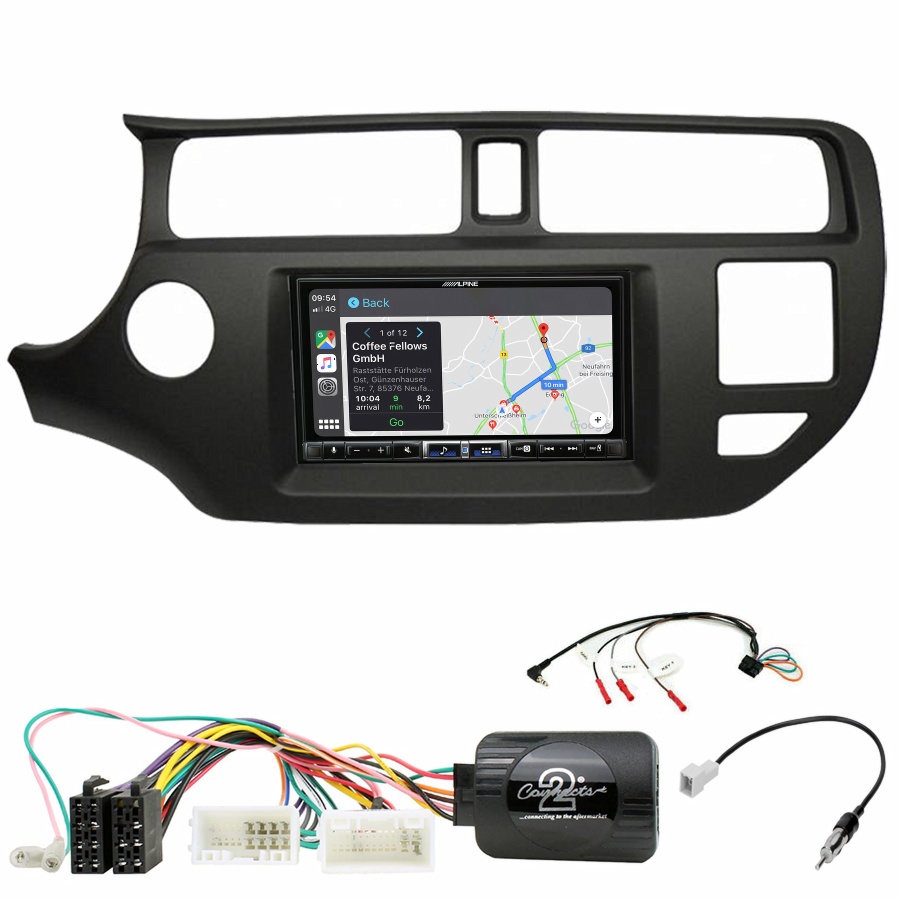 Autoradio tactile Alpine GPS Carplay Kia Rio de 9/2011 à 03/2015+ Kit complet