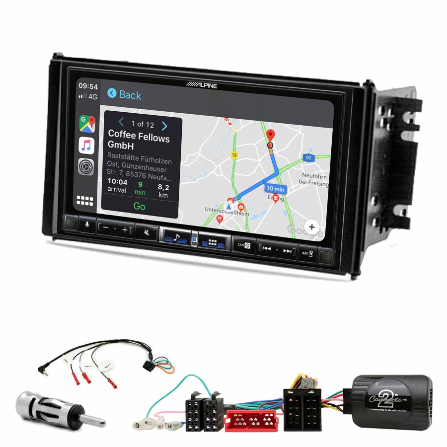 Autoradio tactile Alpine GPS Carplay Kia Sorento de 11/2006 à 03/2009+ Kit complet