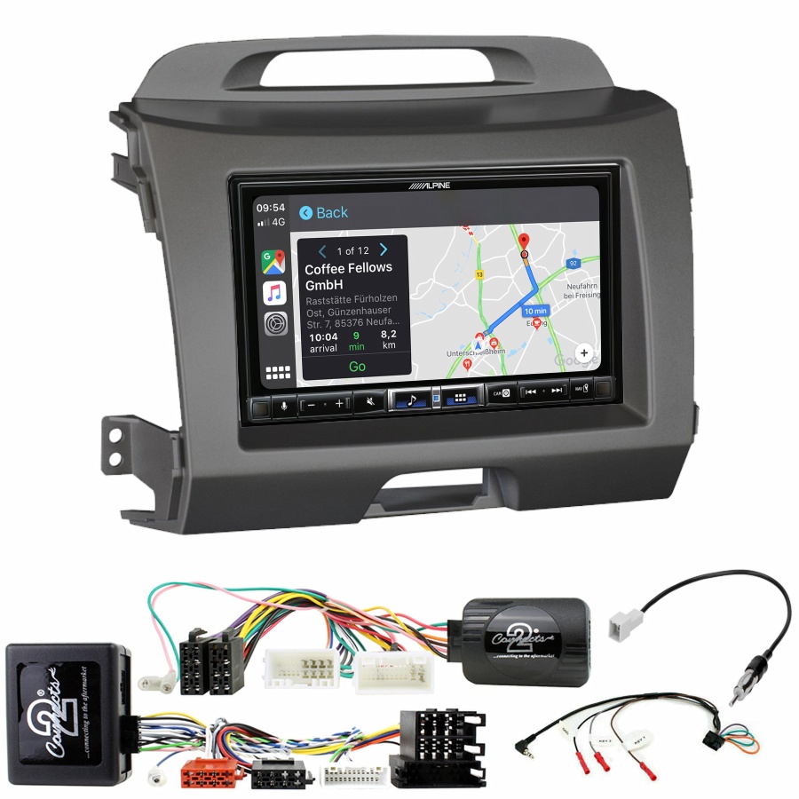 Autoradio tactile Alpine GPS Carplay Kia Sportage de 08/2010 à 2015+ Kit complet