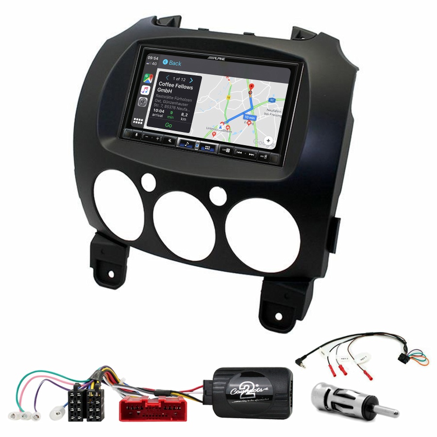 Autoradio tactile Alpine GPS Carplay Mazda 2+ Kit complet