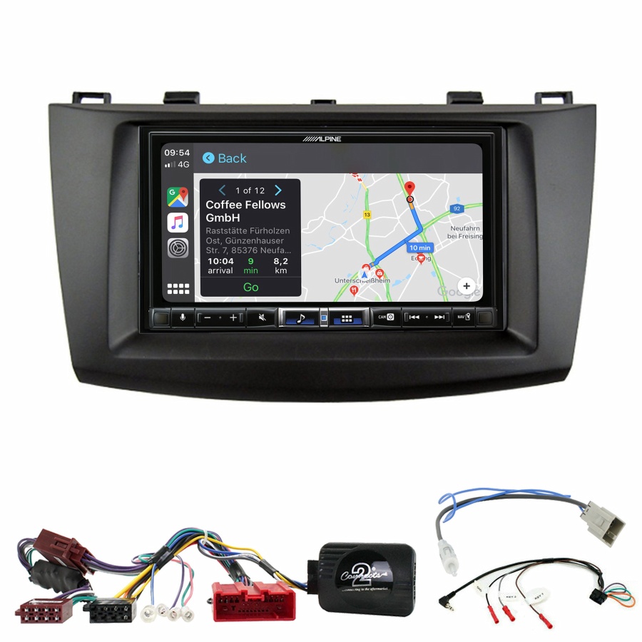 Autoradio tactile Alpine GPS Carplay Mazda 3 de 2009 à 10/2013+ Kit complet