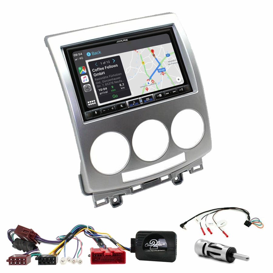 Autoradio tactile Alpine GPS Carplay Mazda 5 de 05/2005 à 03/2008+ Kit complet
