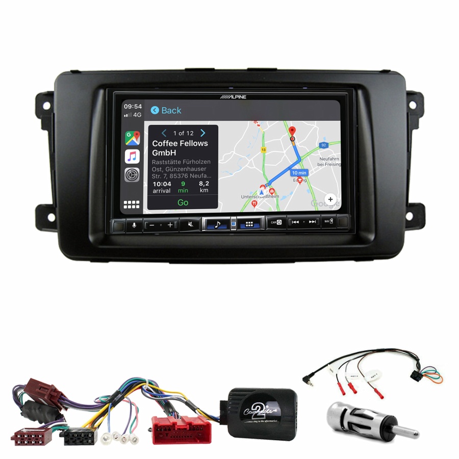 Autoradio tactile Alpine GPS Carplay Mazda CX-9 de 2007 à 2015+ Kit complet