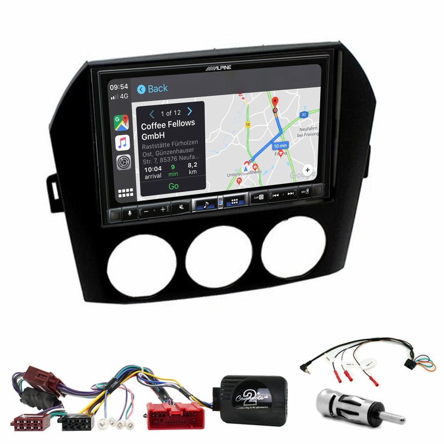Autoradio tactile Alpine GPS Carplay Mazda MX-5 de 2005 à 2015+ Kit complet