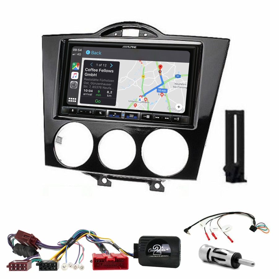 Autoradio tactile Alpine GPS Carplay Mazda RX-8 de 2004 à 2008+ Kit complet