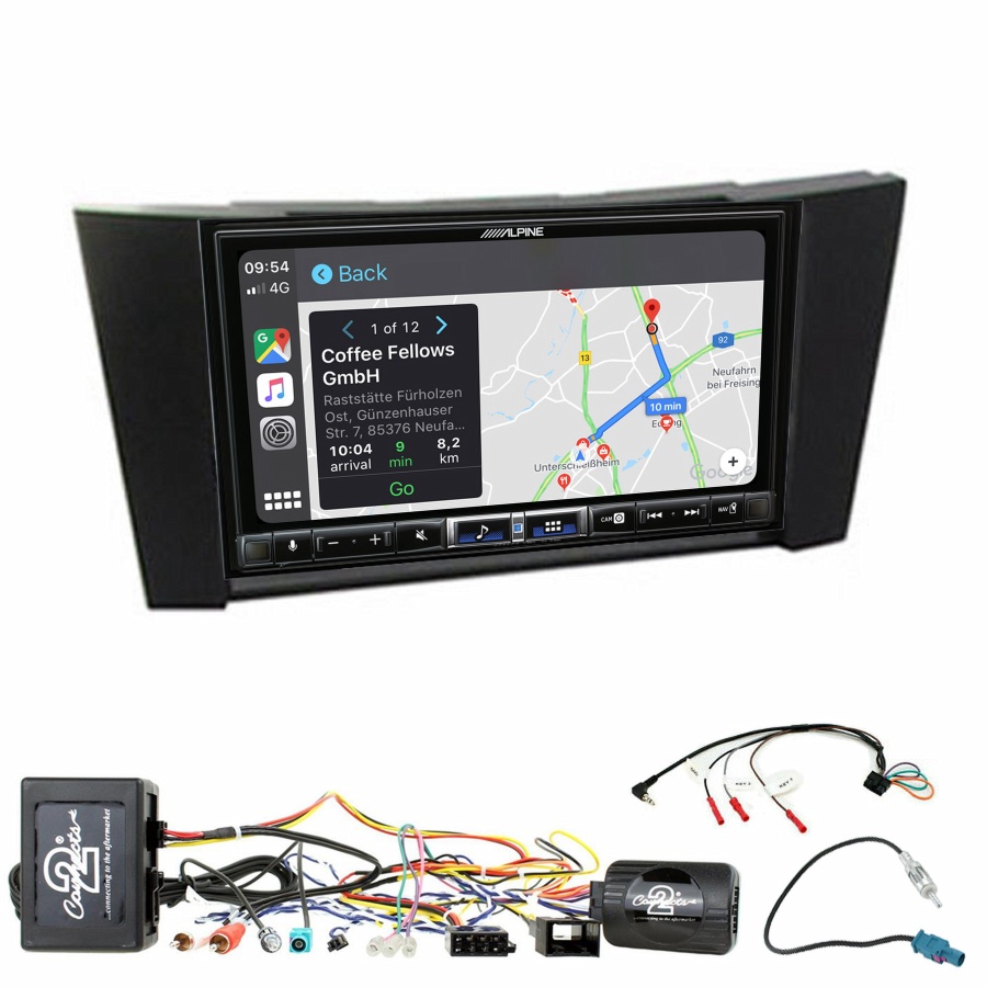 Autoradio tactile Alpine GPS Carplay Mercedes Classe E et CLS+ Kit complet