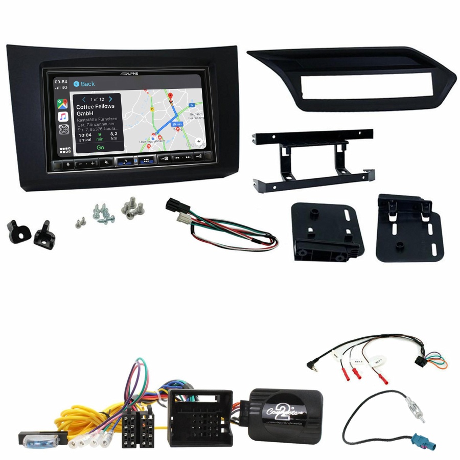 Autoradio tactile Alpine GPS Carplay Mercedes Classe E de 2009 à 2012+ Kit complet