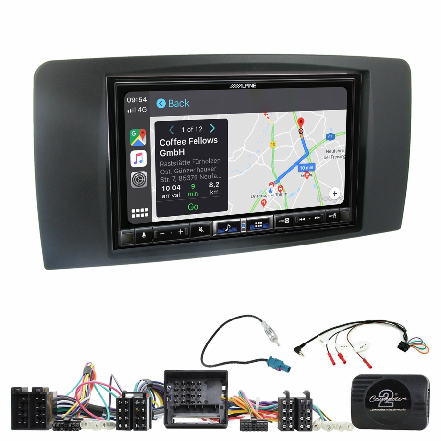 Autoradio tactile Alpine GPS Carplay Mercedes Classe R de 2006 à 2013+ Kit complet