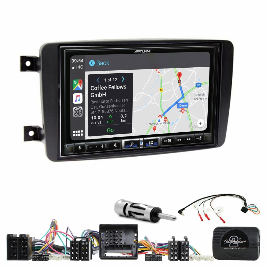 Autoradio tactile Alpine GPS Carplay Mercedes CLK, Classe C, Viano et Vito+ Kit complet