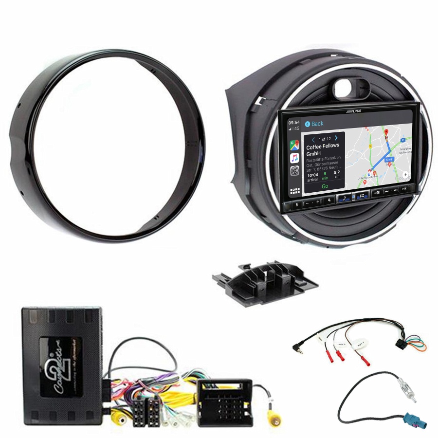 Autoradio tactile Alpine GPS Carplay Mini Cooper F55/F56 de 2014 à 2018+ Kit complet