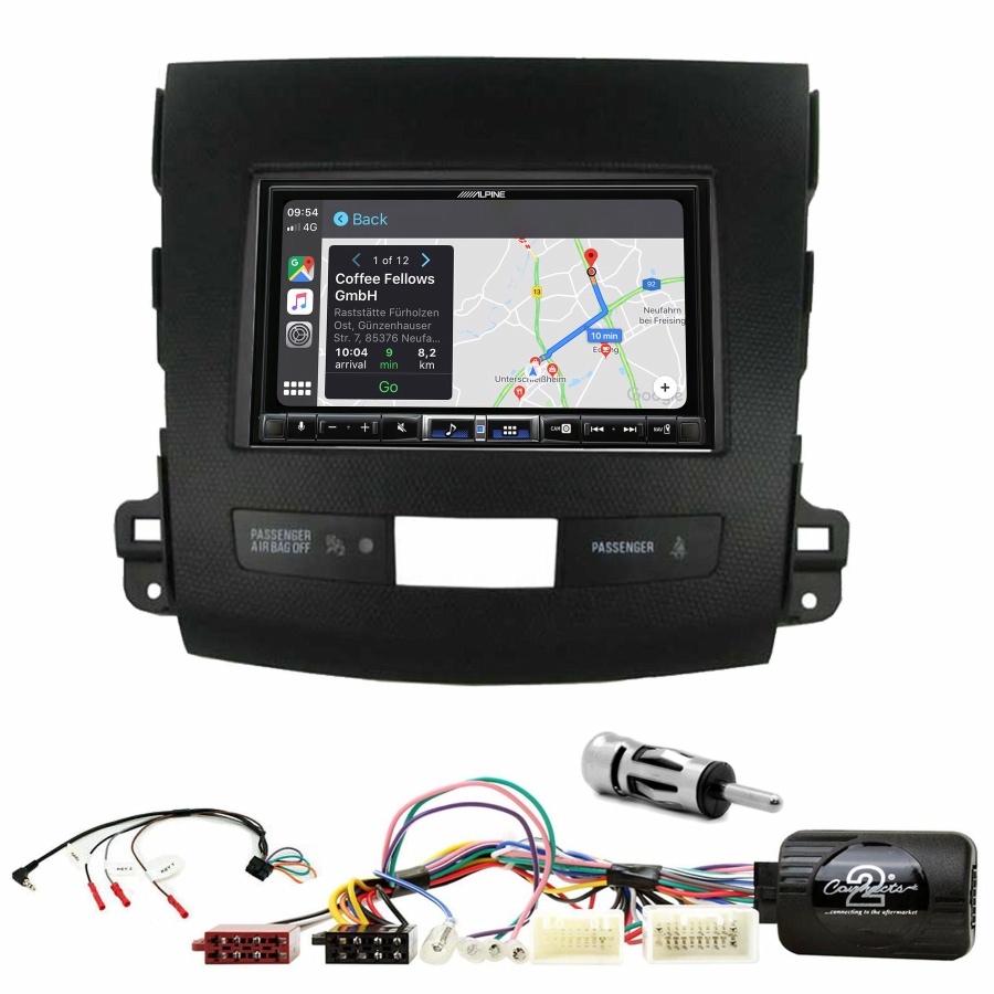 Autoradio tactile Alpine GPS Carplay Mitsubishi Outlander de 2006 à 2012+ Kit complet