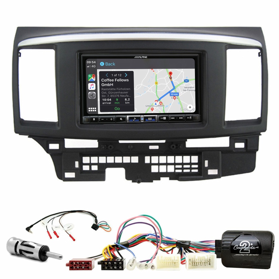 Autoradio tactile Alpine GPS Carplay Mitsubishi Lancer de 2008 à 2010+ Kit complet