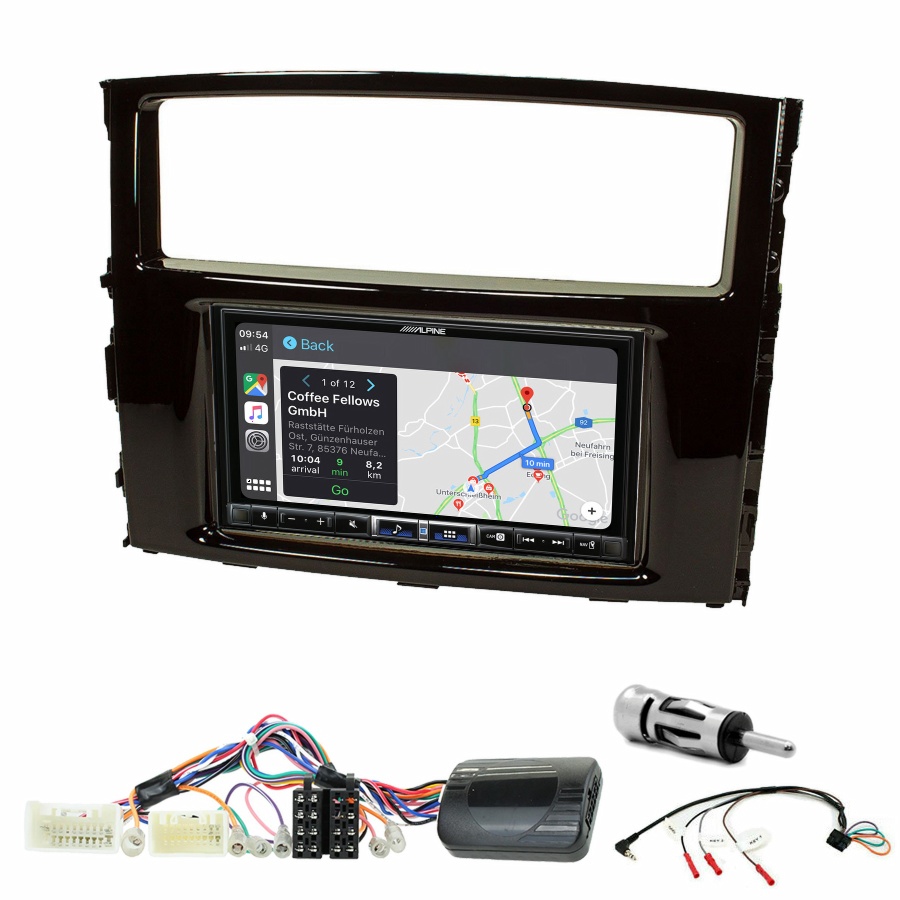 Autoradio tactile Alpine GPS Carplay Mitsubishi Pajero de 2006 à 2014+ Kit complet