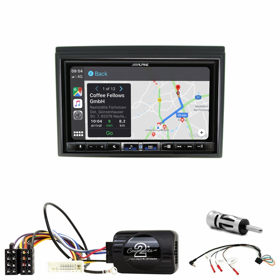 Autoradio tactile Alpine GPS Carplay Nissan Micra de 2005 à 2011+ Kit complet