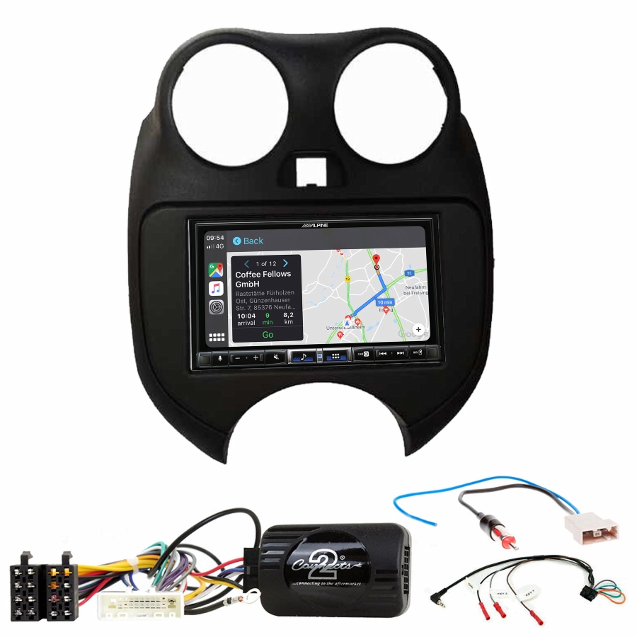 Autoradio tactile Alpine GPS Carplay Nissan Micra de 2011 à 2013+ Kit complet