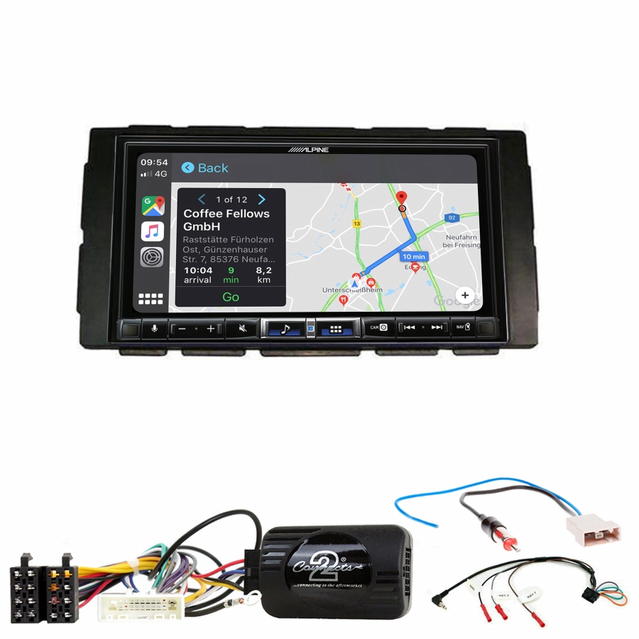 Autoradio tactile Alpine GPS Carplay Nissan Micra et Note de 2013 à 2017+ Kit complet