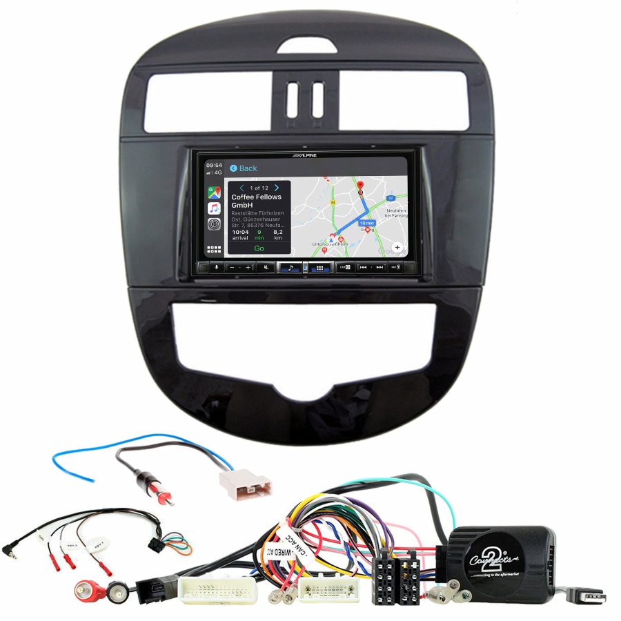 Autoradio tactile Alpine GPS Carplay Nissan Pulsar de 2015 à 2018+ Kit complet