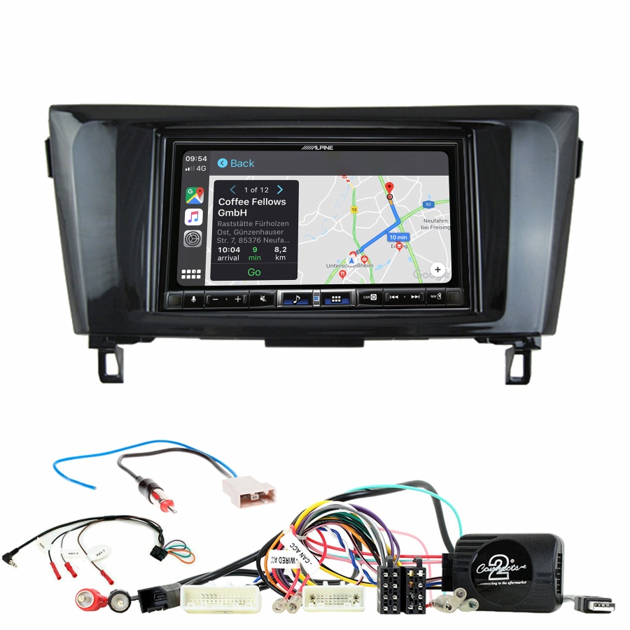 Autoradio tactile Alpine GPS Carplay Nissan Qashqai et X-Trail de 2014 à 2020+ Kit complet