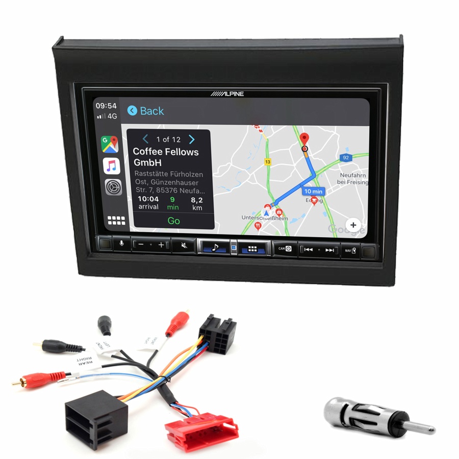 Autoradio tactile Alpine GPS Carplay Porsche 911 et Boxster de 1998 à 2004+ Kit complet