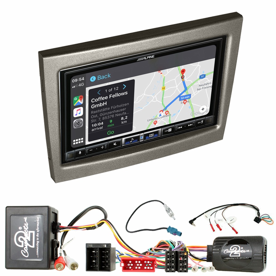 Autoradio tactile Alpine GPS Carplay Porsche 911, Cayman et Boxster de 2004 à 2012+ Kit complet