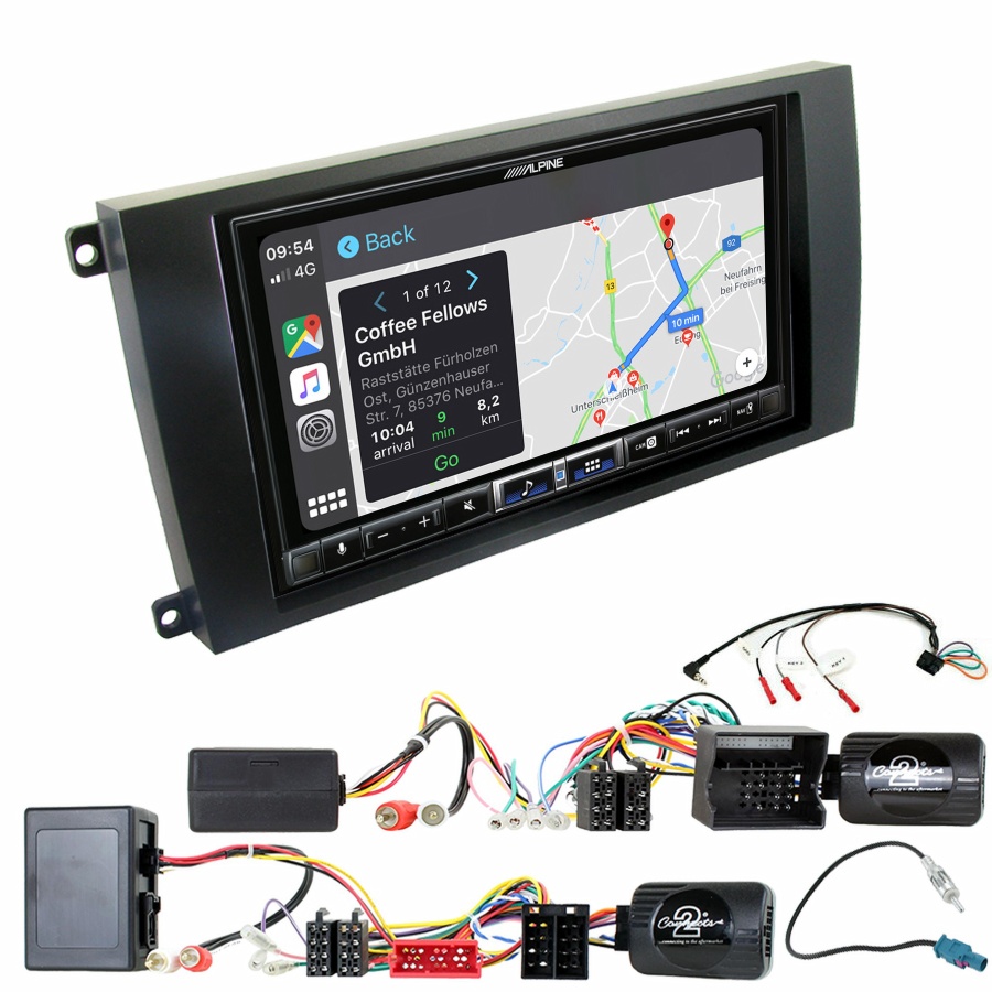 Autoradio tactile Alpine GPS Carplay Porsche Cayenne de 2002 à 2010+ Kit complet