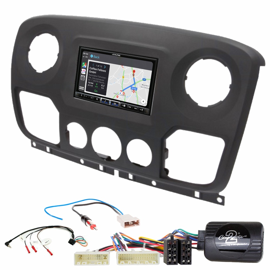 Autoradio tactile Alpine GPS Carplay Renault Master de 2010 à 2019+ Kit complet