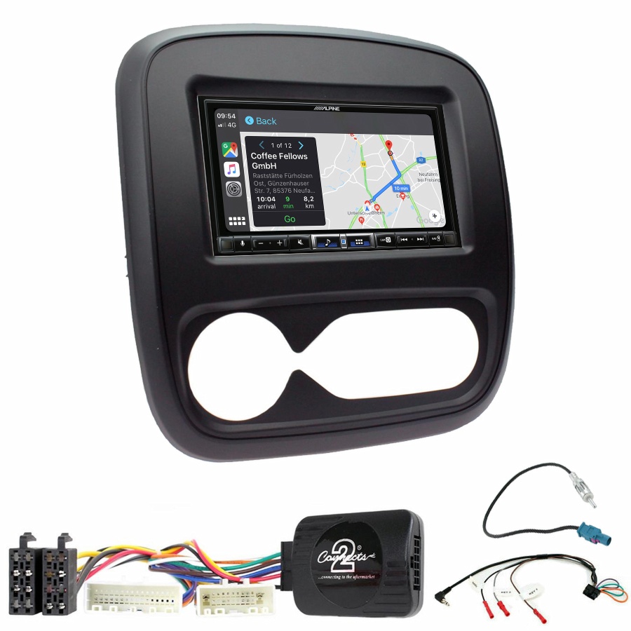 Autoradio tactile Alpine GPS Carplay Renault Trafic de 2014 à 2022+ Kit complet